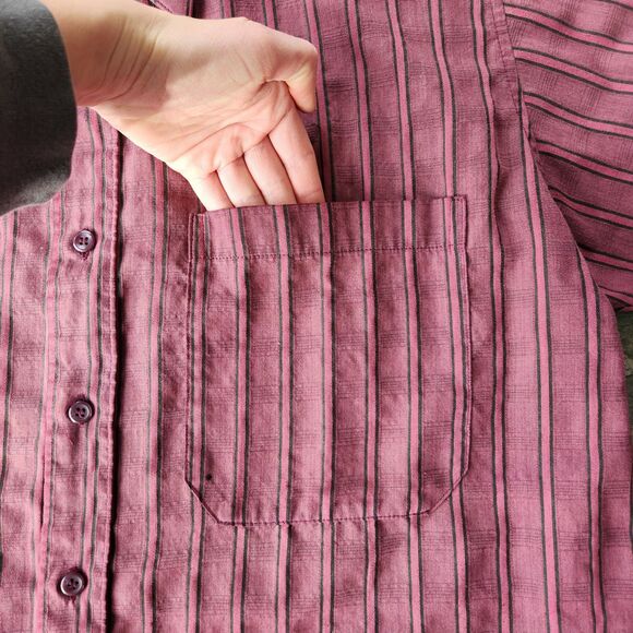 Vtg 90s Eclectic Button Down‎ Shirt Mens L Grandpa Style Retro Trucker Long Haul - Picture 4 of 11